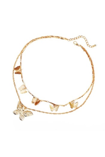 GRELYS PRINT Lantisor dama, Grelys Print, cu pandative fluturasi, elegant, gold rose