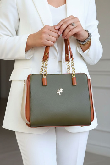 POLO CLUB Women's Polo 4 Compartment Chain Detailed Long Crossbody Strap & Handbag