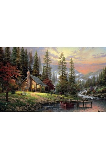GRELYS PRINT Canvas Painting, Ideal Cabin 1, Landscape, 100 x 70 cm, Wooden Frame, Multicolor