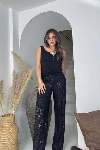 ubmbutik Sequined Wide Leg Trousers