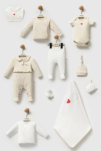 Moi Noi Baby Set Newborn Hospital Discharge Set Kokina 10-Piece Set Boxed 100% Organic Cotton