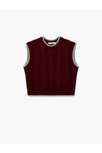 Koton Sleeveless Ribbed Crew Neck Hair Knit Textured Sweater
