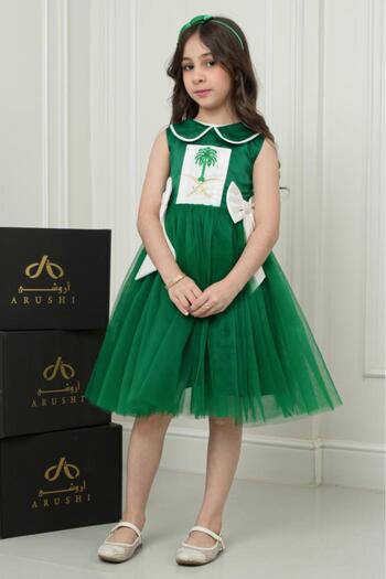 arushi National Day Soft Tulle Dress Green