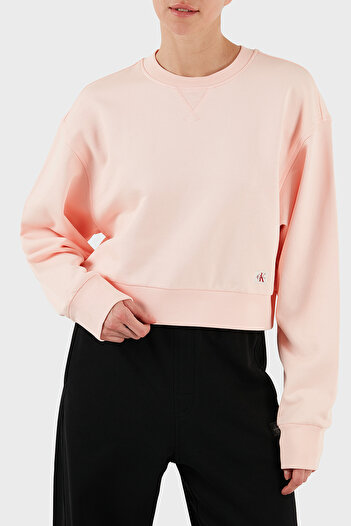 Calvin Klein Pamuklu Relaxed Fit Bisiklet Yaka Crop Sweat LV047C911GVI7 SWEAT LV047C911G VI7