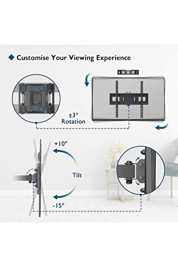 BONTEC Suport TV, Bontec, 32-60 inci (81-152 cm), reglabil/flexibil, oțel, max. 45 kg, negru