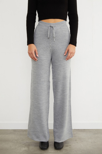 Fulla Moda Palazzo Knitwear Trousers with Elastic Waist