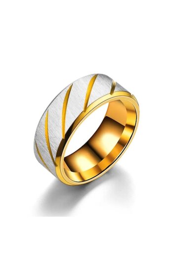 GRELYS PRINT Unisex Ring, Grelys Print, Ultramodern Style, Silver-Plated, Gold