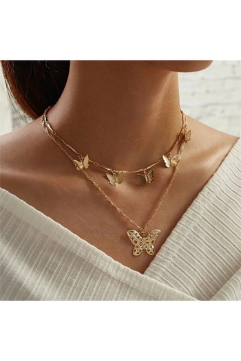 GRELYS PRINT Lantisor dama, Grelys Print, cu pandative fluturasi, elegant, gold rose