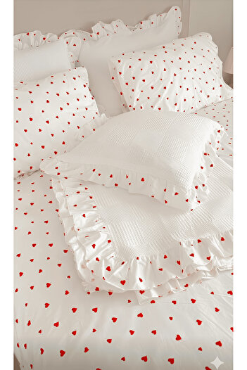 GÖRMEZ TEKSTİL 100% Cotton Fitted Sheet Pique Set – Double Size, 4 Pillowcases
