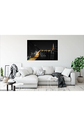 GRELYS PRINT Pictură pe pânză, Oraș, Paris, Turnul Eiffel, 90 x 60 cm, Ramă din lemn, Multicolor