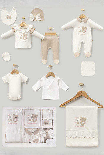 Cherub Baby Brother Teddy Bear Newborn Baby Girl 10-Piece Hospital Discharge Bodysuit Set Baby Outfit