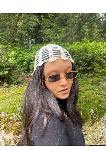 Kadife Hanım Hand Knitted Crochet Hat – White 77