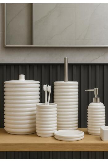 Onedekor 6 Piece Pinteres Porcelain Cylinder White Bathroom Set