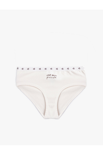 Koton High Waist Heart Printed Cotton Comfortable Fit Hipster Panties