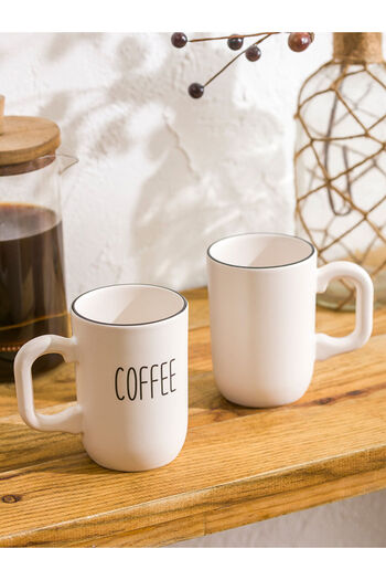 LC Waikiki Black Printed Ceramic Mug Set of 2 310 ml