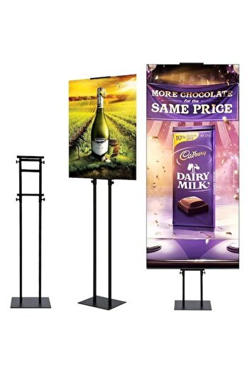 bimiti Adjustable Metal Stand for Displaying Information, Black, for Events