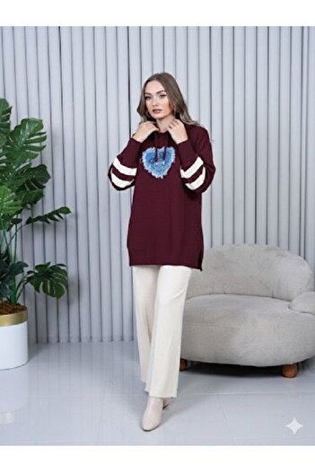 melita Women's Knitwear Hooded Tunic with Pants Knitted Bottom Top Set New Season