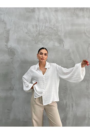 Butik Balon Kol Floss Viscose Shirt