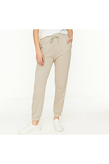 Palal Women's Comfortable Beige Sweatpants with Elasticated Cuffs - Style