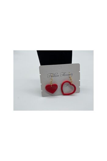 CHIC Red Heart Gold Dangle Polymer Clay Earrings