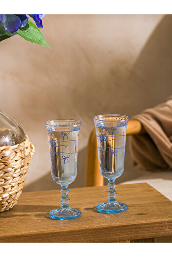 LC Waikiki Vizyon New Season Bowknot Printed Glass Water Cup Set of 2 120 ml
