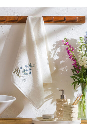 LC Waikiki Ecru Butterfly Embroidered Face Towel 50X80 cm