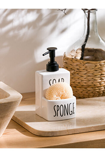 LC Waikiki Ecru Printed Ceramic Soap Dish