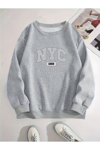 uyguntarz Unisex Nyc 1898 Printed Design Oversize Sweatshirt