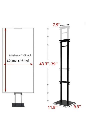 bimiti Adjustable Metal Stand for Displaying Information, Black, for Events