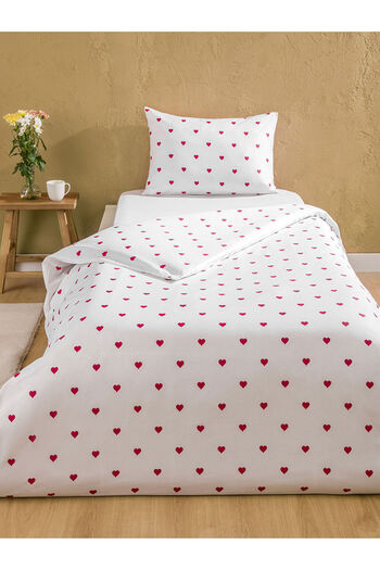 LC Waikiki Red Heart Printed Single Duvet Cover Set