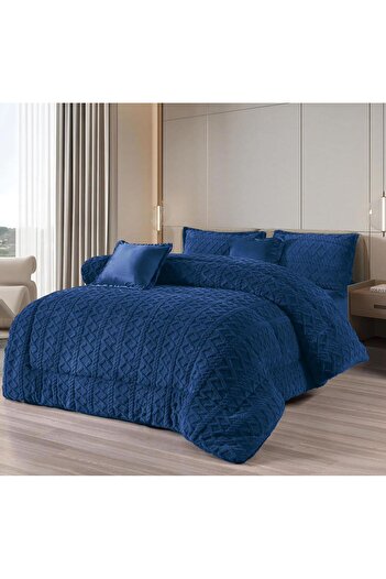 Moon Nafrouns winter bedspread, two-sided system, velvet side and soft and warm fur side, 4 pieces, quilt filling, size 170 x 220 cm / gray