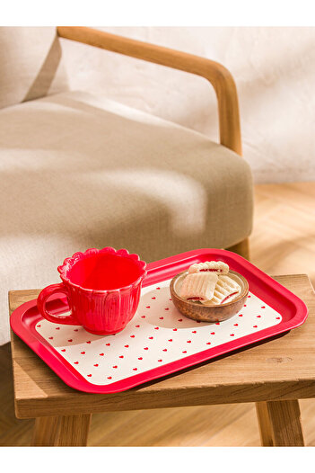 LC Waikiki Red Heart Printed Metal Tray 35 cm