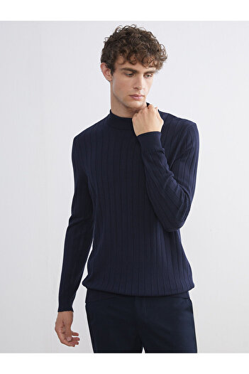 LC Waikiki Navy Blue Half Turtleneck Men's Knitwear Sweater