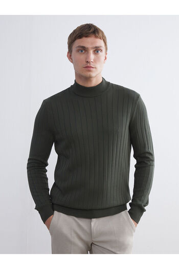 LC Waikiki Khaki Half Turtleneck Men's Knitwear Sweater