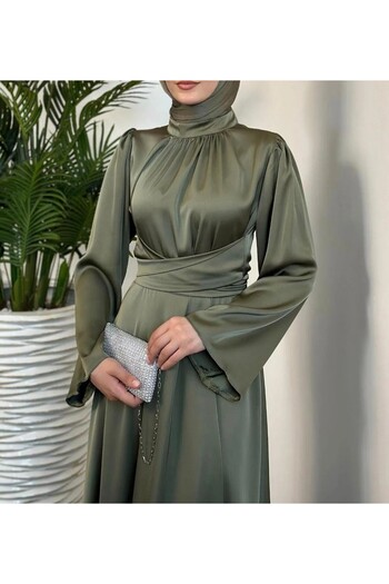 Sura Fashion Satin Evening Dress Spanish Sleeve