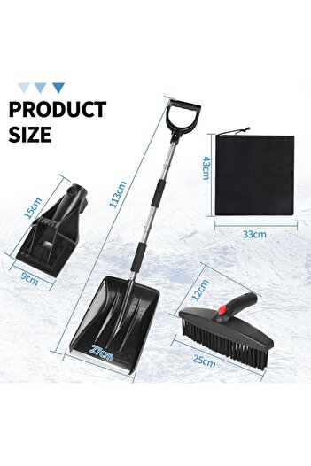 DBREAKS 3-in-1 Snow Shovel, Ice Scraper, Brush with Gloves, Cloth, and Cover