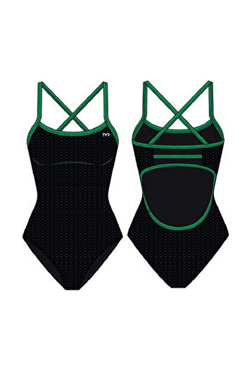 TYR Durafast Elite ®   Tf Girls' Swimsuit - Hexa (Black/Green)