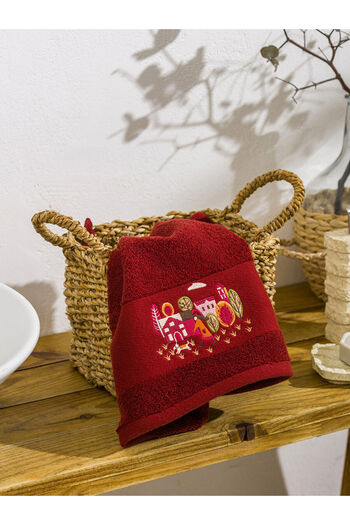 LC Waikiki Burgundy Embroidered Cotton Face Towel 50X80 cm