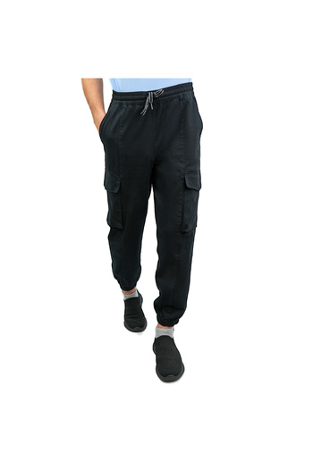 Giordano Men's Khaki Pants: Relax Fit, Elastic Waist, Stretch Twill