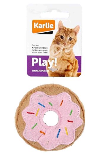 Karlie Donut-Shaped Pink Plush Cat Toy 7
