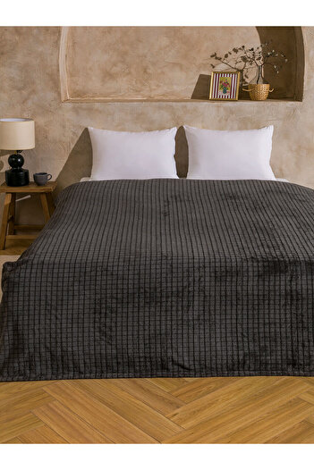 LC Waikiki Anthracite Double Plush Blanket 200X220 cm