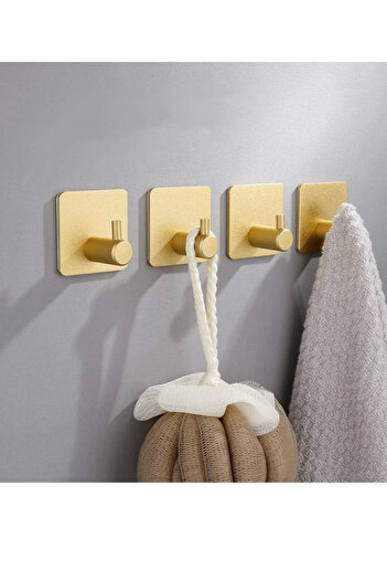 OEM Set of 6 self-adhesive hooks, stainless steel, gold, Premium