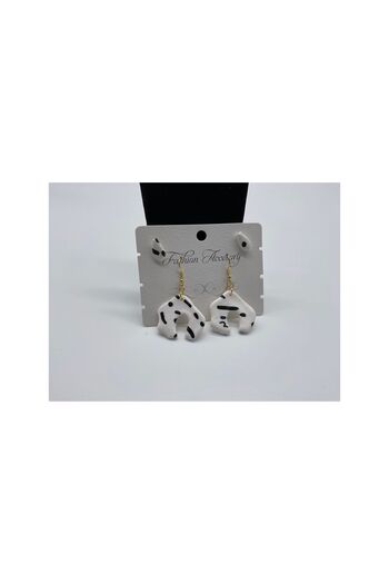 CHIC Black and White Geometric Shape Drop Gold Dangle Polymer Clay Multi Earrings