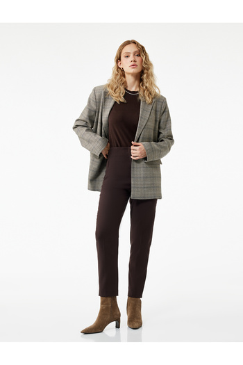 Koton Regular Fit High Waist Cigarette Fabric Trousers