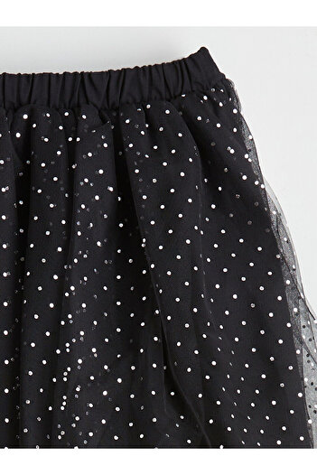 LC Waikiki Black Girl's Tutu Skirt with Elastic Waist