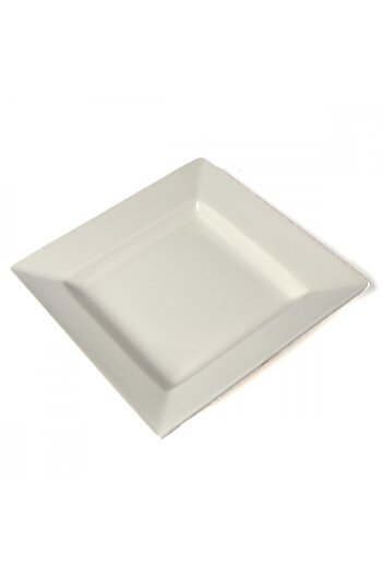 SQUALO Squalo - Square Serving Dish (Porcelain) with Wide Rims in an Elegant and Modern Style, White - 4x25.3x25.3 cm