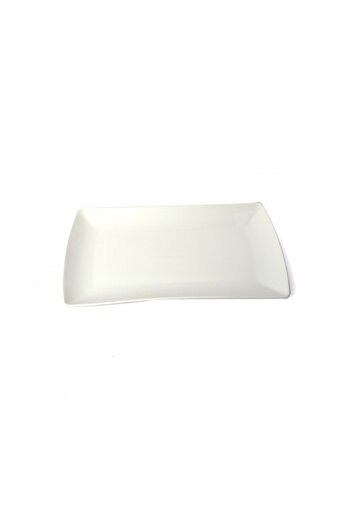SQUALO Squalo - Elegant rectangular flat porcelain serving plate with curved edges, white - 3x36x21.2 cm