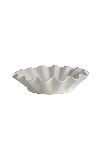 SQUALO Squalo - Elegant Wavy Round Porcelain Serving Dish with Contemporary Design - White 4x20x20 cm