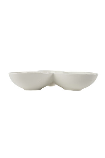 SQUALO Squalo - Serving Dish (Porcelain) 3 Sections Rose Shaped Contemporary Design - White 6.5x31x31 cm