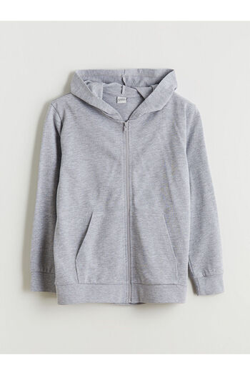 LC Waikiki Gray Hooded Boy's Zippered Sweatshirt